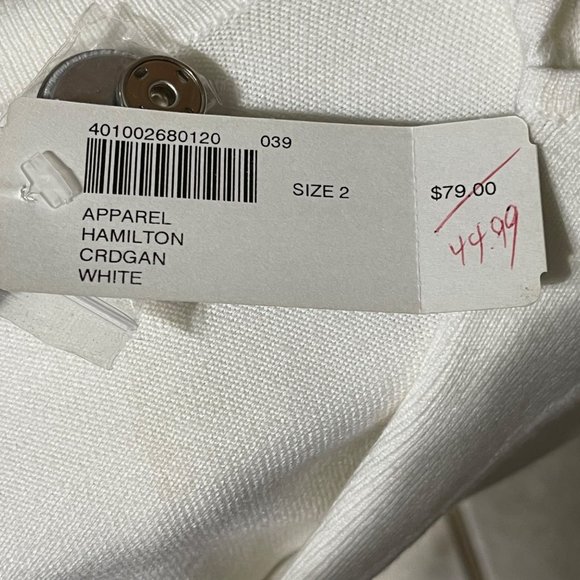 Chico’s NWT size 2 (L/12) ivory single button pockets short sleeve cardigan top - Picture 6 of 7